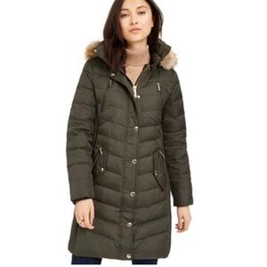 Michael Kors Hooded Puffer Coat - Size Small | Color: Olive Green